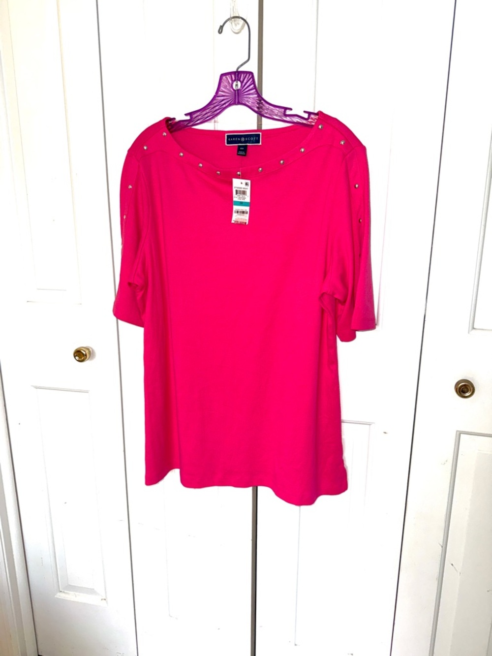 Karen Scott Pink Short Sleeve Top 0